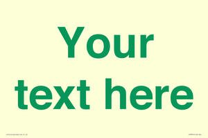 Custom blank information sign. Green text, plain background